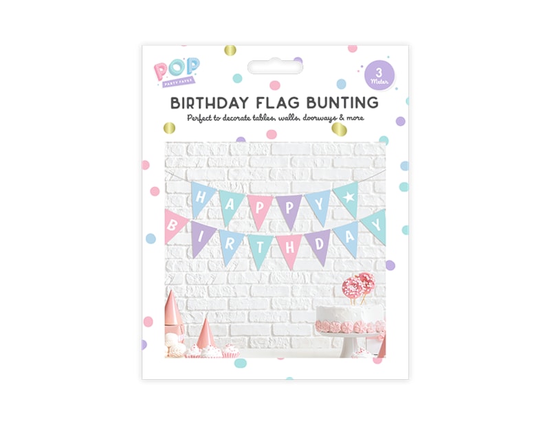 Wholesale Pastel Happy Birthday Flag Bunting 3M Wholesale Pastel Happy Birthday Flag Bunting 3M