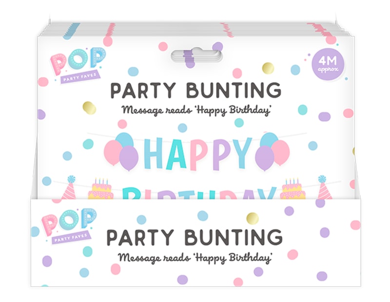 Wholesale Pastel Multicolour Happy Birthday Party Bunting CDU