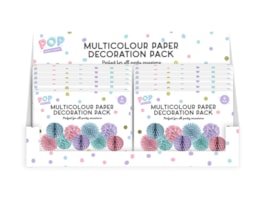 Wholesale Pastel Multicolour Paper Decoration Pack 9pk CDU Wholesale Pastel Multicolour Paper Decoration Pack 9pk CDU