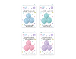 Wholesale Pastel Double Layered Confetti Balloons 3pk Wholesale Pastel Double Layered Confetti Balloons 3pk