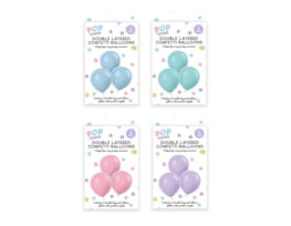 Wholesale Pastel Double Layered Confetti Balloons 3pk