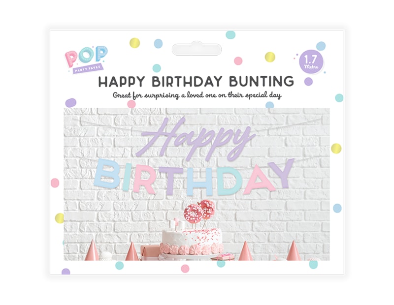 Wholesale Pastel Happy Birthday Bunting Wholesale Pastel Happy Birthday Bunting