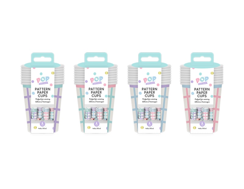 Wholesale Patterned Paper Cups 8pk Wholesale Patterned Paper Cups 8pk