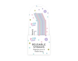 Wholesale Pastel Reusable Straws 6pk CDU