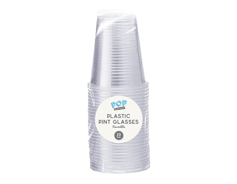 Wholesale Reusable Plastic Pint Glasses 20pk Wholesale Reusable Plastic Pint Glasses 20pk