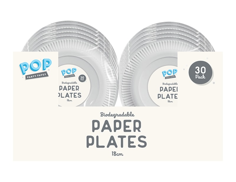 Wholesale White paper plates 18cm 30pk CDU. Wholesale White paper plates 18cm 30pk CDU.