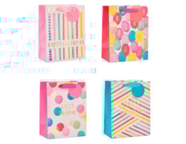 Wholesale Girls Foiled Embossed Happy Birthday Medium Gift Bags
