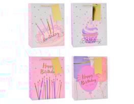 Wholesale Girls Foiled Embossed Birthday Large Gift Bag 30x42x12cm