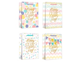 Wholesale Pastel Glitter Happy Birthday Medium Gift Bag 26x32x12cm Wholesale Pastel Glitter Happy Birthday Medium Gift Bag 26x32x12cm