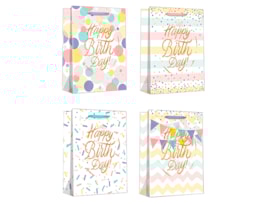 Wholesale Pastel Glitter Happy Birthday Large Gift Bag 30x42x12cm Wholesale Pastel Glitter Happy Birthday Large Gift Bag 30x42x12cm