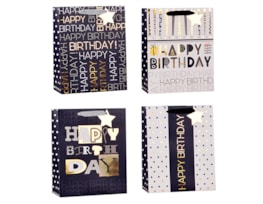 Wholesale Mens Foiled Happy Birthday Medium Gift Bag 26x32x12cm Wholesale Mens Foiled Happy Birthday Medium Gift Bag 26x32x12cm