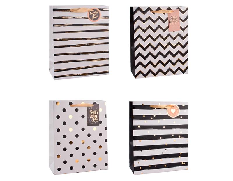 Wholesale Patterned Foil Medium Gift Bag 26x32x12cm