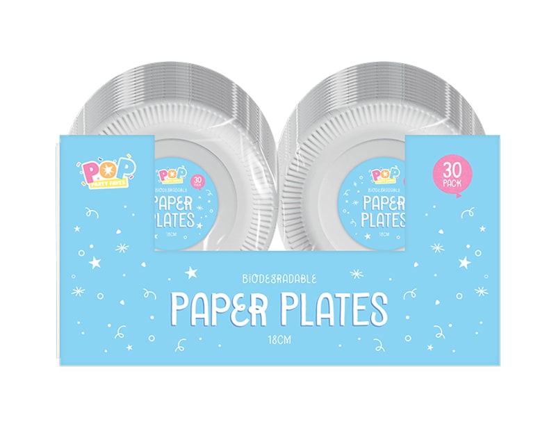 Wholesale White paper plates 18cm 30pk CDU Wholesale White paper plates 18cm 30pk CDU