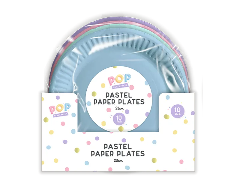 Wholesale Pastel Round Paper Plates 23cm 10pk CDU