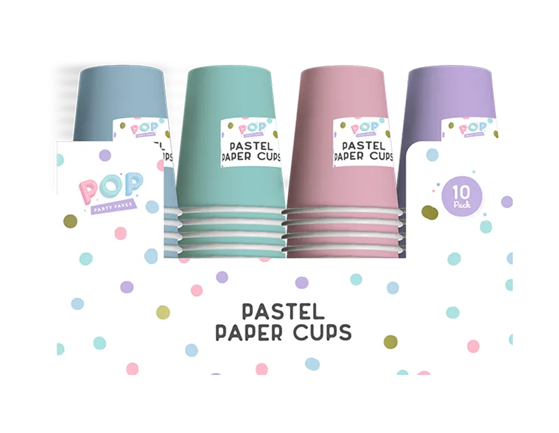 Wholesale Pastel Paper Cups 10pk CDU