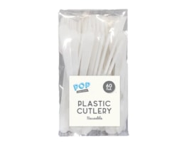 Wholesale Plastic White cutlery 60pk
