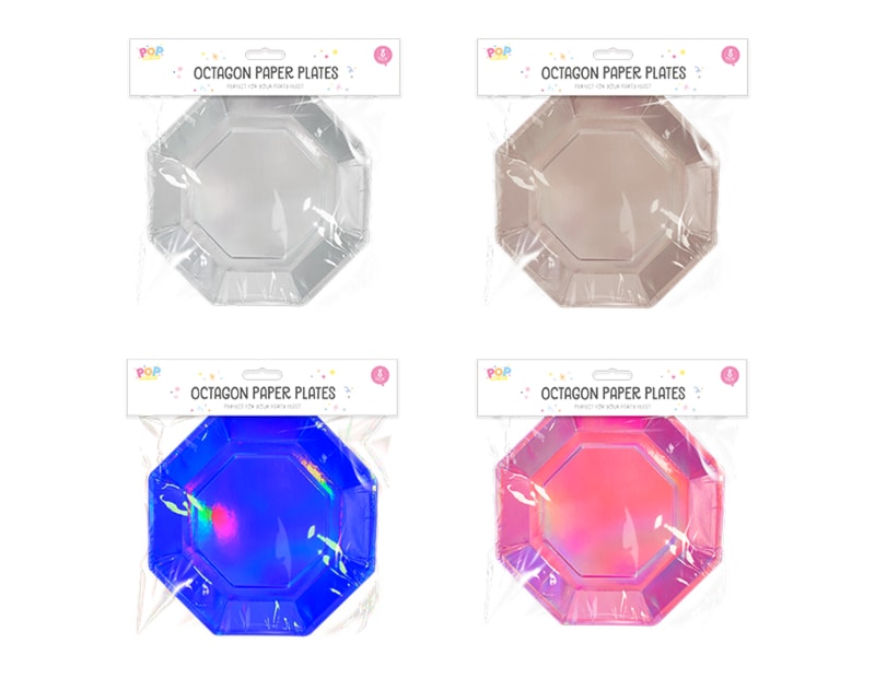 Wholesale Metallic octagon paper plates 8pk Wholesale Metallic octagon paper plates 8pk
