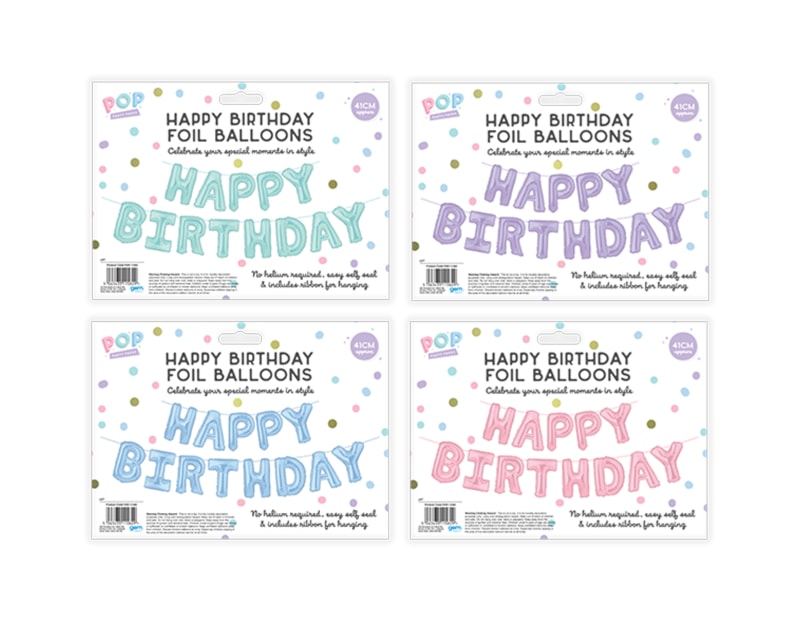 Wholesale Pastel Happy Birthday Foil Balloons Wholesale Pastel Happy Birthday Foil Balloons