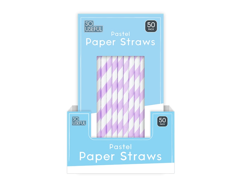 Wholesale Pastel Paper Straws 50pk CDU Wholesale Pastel Paper Straws 50pk CDU