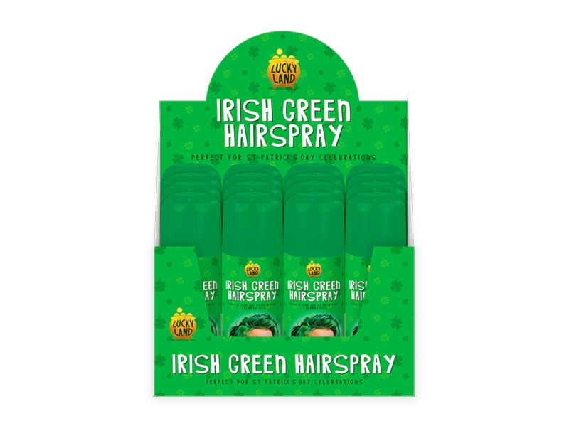 Wholesale St Patrick's Green Coloured Hairspray CDU Wholesale St Patrick's Green Coloured Hairspray CDU