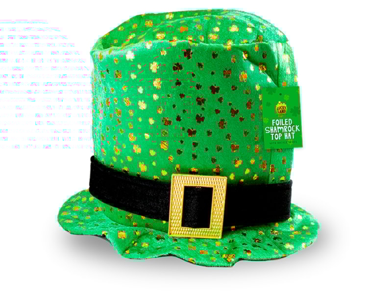 Wholesale St. Patrick's Foiled Shamrock Top Hat Wholesale St. Patrick's Foiled Shamrock Top Hat