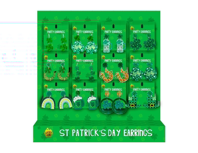 Wholesale St. Patrick's Day Adult Metal Earrings CDU