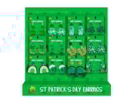 Wholesale St. Patrick's Day Adult Metal Earrings CDU Wholesale St. Patrick's Day Adult Metal Earrings CDU