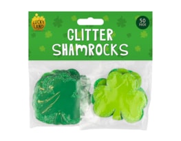 Wholesale St Patricks Day Glitter Card Shamrocks 50pk Wholesale St Patricks Day Glitter Card Shamrocks 50pk