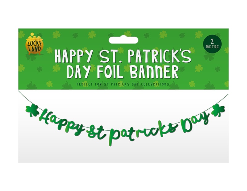 Wholesale Happy St Patrick's Day Foil Banner 2m Wholesale Happy St Patrick's Day Foil Banner 2m
