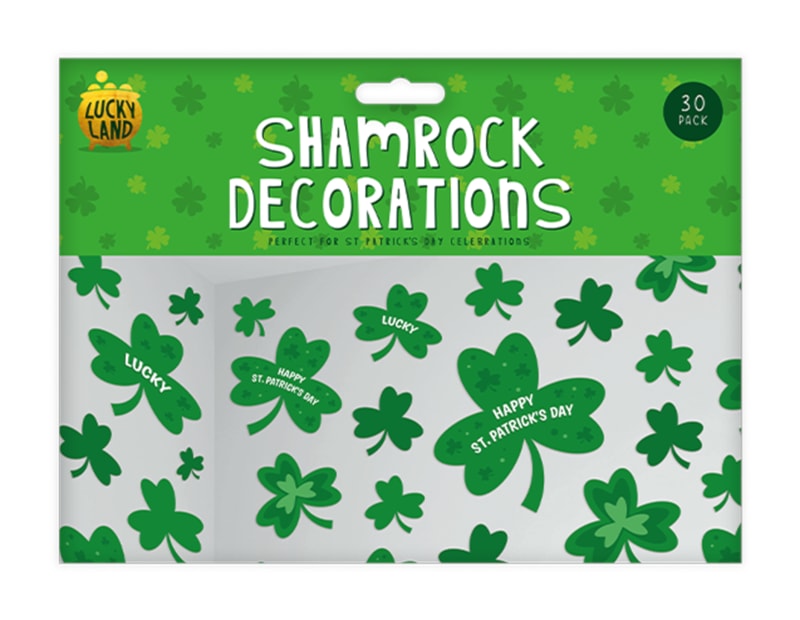 Wholesale St Patrick's Day shamrock Decorations 30pk Wholesale St Patrick's Day shamrock Decorations 30pk