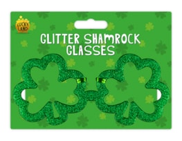 Wholesale St Patricks Day Glitter shamrock Glasses Wholesale St Patricks Day Glitter shamrock Glasses