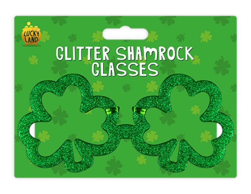 Wholesale St Patricks Day Glitter shamrock Glasses Wholesale St Patricks Day Glitter shamrock Glasses