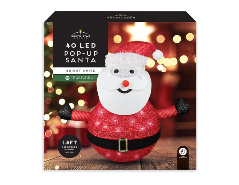 Wholesale Pop-Up 40 LED Santa 55cm x 60cm Wholesale Pop-Up 40 LED Santa 55cm x 60cm