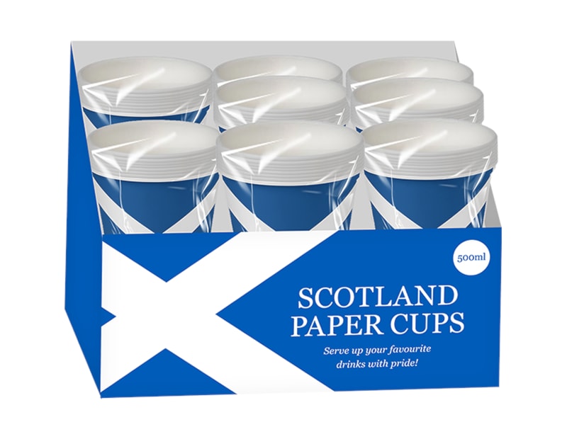 Wholesale Scotland Paper Cups 500ml 8pk CDU Wholesale Scotland Paper Cups 500ml 8pk CDU
