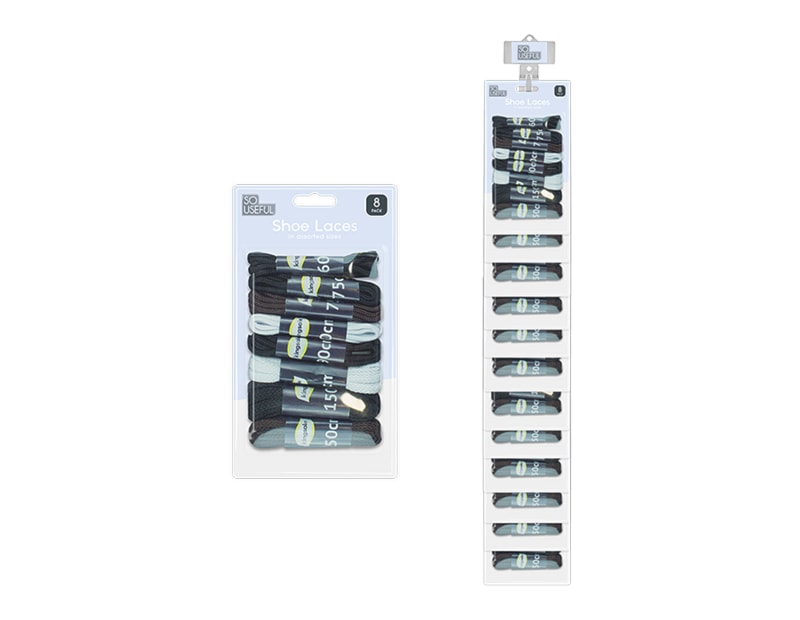 Wholesale Shoe Laces 8 Pairs With Clip Strip Wholesale Shoe Laces 8 Pairs With Clip Strip