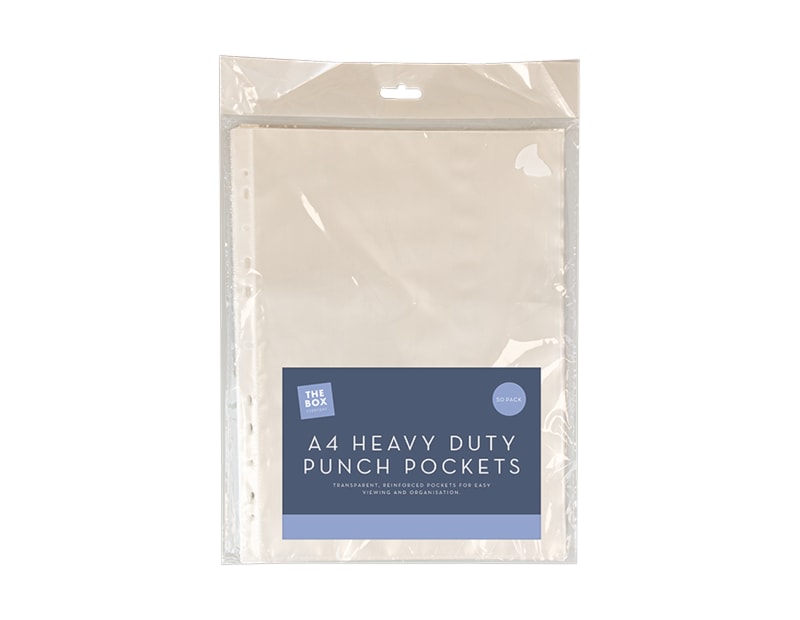 Wholesale A4 Heavy Duty Punch Pockets 50pk Wholesale A4 Heavy Duty Punch Pockets 50pk