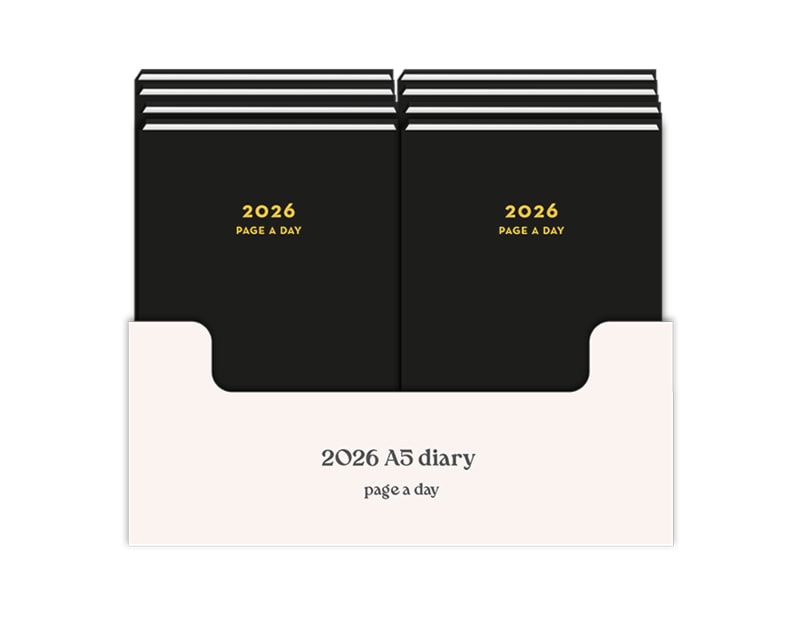 Wholesale 2026 Black A5 Page A Day Diary CDU Wholesale 2026 Black A5 Page A Day Diary CDU