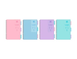 Wholesale Pastel A4 PP Subject Notebook - 200 pages - 80gsm