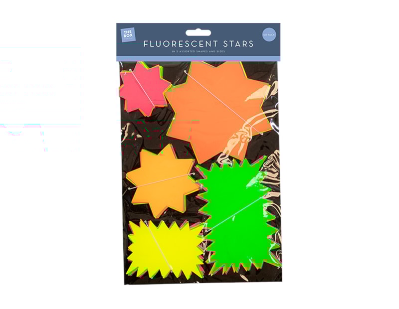 Wholesale Fluorescent Stars 50pk Wholesale Fluorescent Stars 50pk