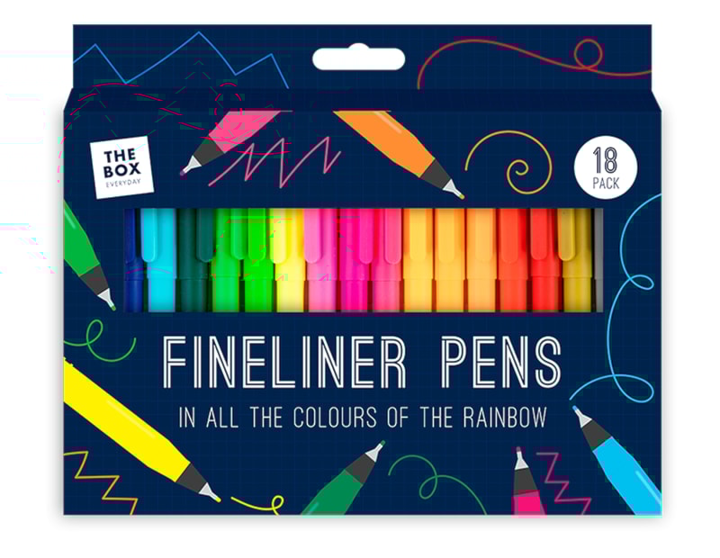 Wholesale Assorted Coloured Fineliners 18pk