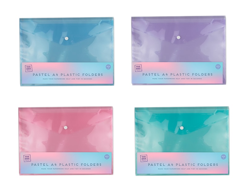 Wholesale Pastel A4 Plastic Folders - 4 Pack Wholesale Pastel A4 Plastic Folders - 4 Pack