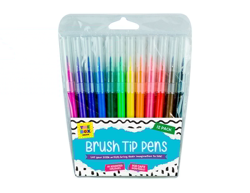 Wholesale Fibre Tip Brush Pens Fibre Tip Brush Pens - 12 Pack