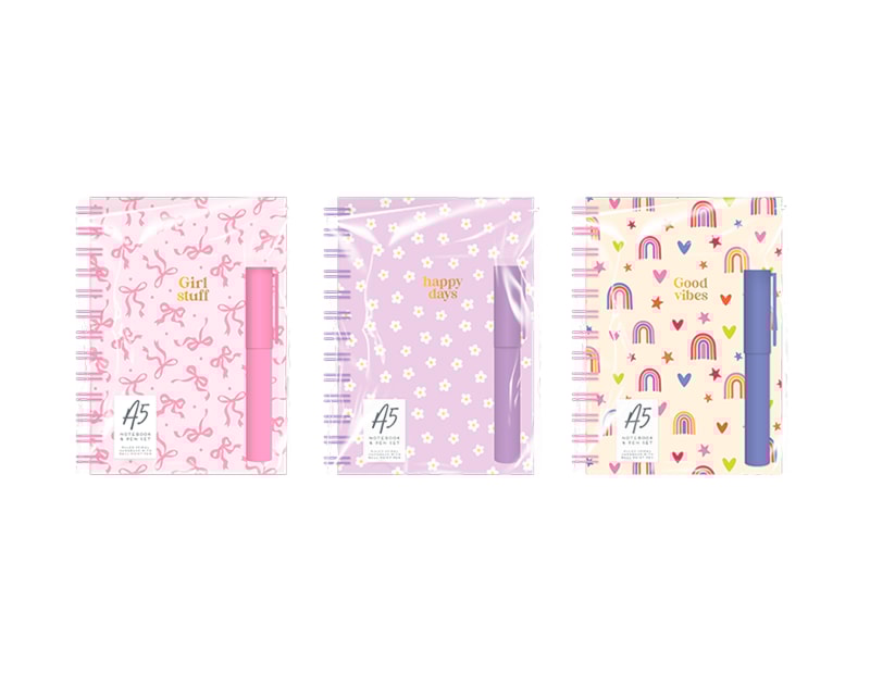 Wholesale A5 Wiro Notepad & Pen set - Kids Wholesale A5 Wiro Notepad & Pen set - Kids