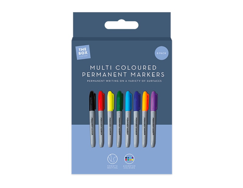 Wholesale Multicoloured permanent markers 8pk