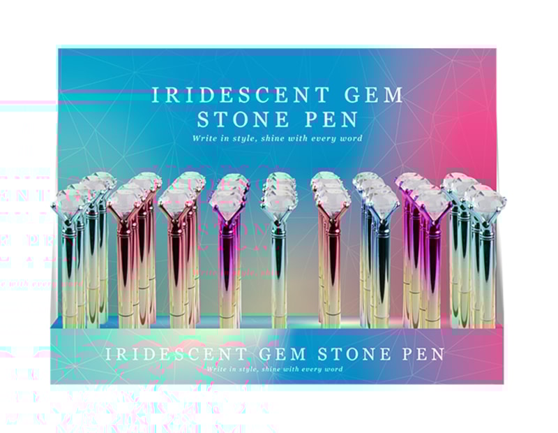 Wholesale Iridescent Gem stone pen CDU Wholesale Iridescent Gem stone pen CDU