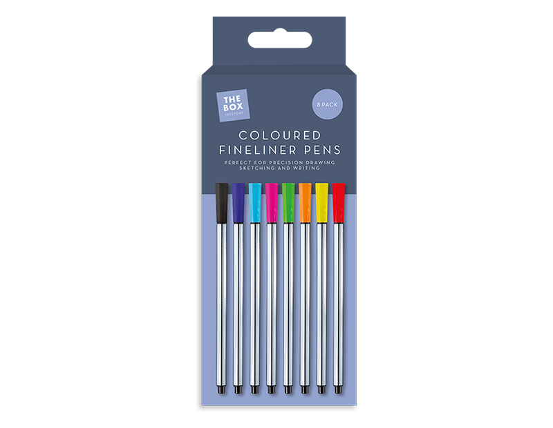 Wholesale Coloured Fine Liner Pens 8pk