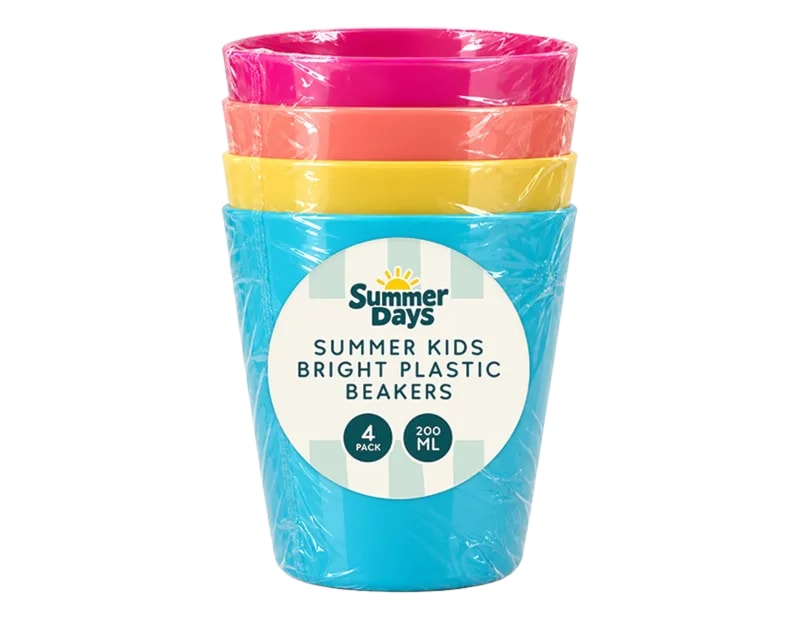 Wholesale Summer Kids Plastic Beakers 200ml 4pk Wholesale Summer Kids Plastic Beakers 200ml 4pk