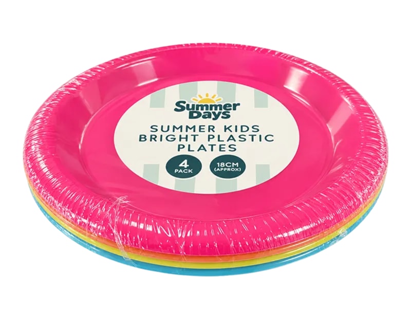 Wholesale Summer Kids Bright Plastic Plates Dia 18cm 4pk Wholesale Summer Kids Bright Plastic Plates Dia 18cm 4pk