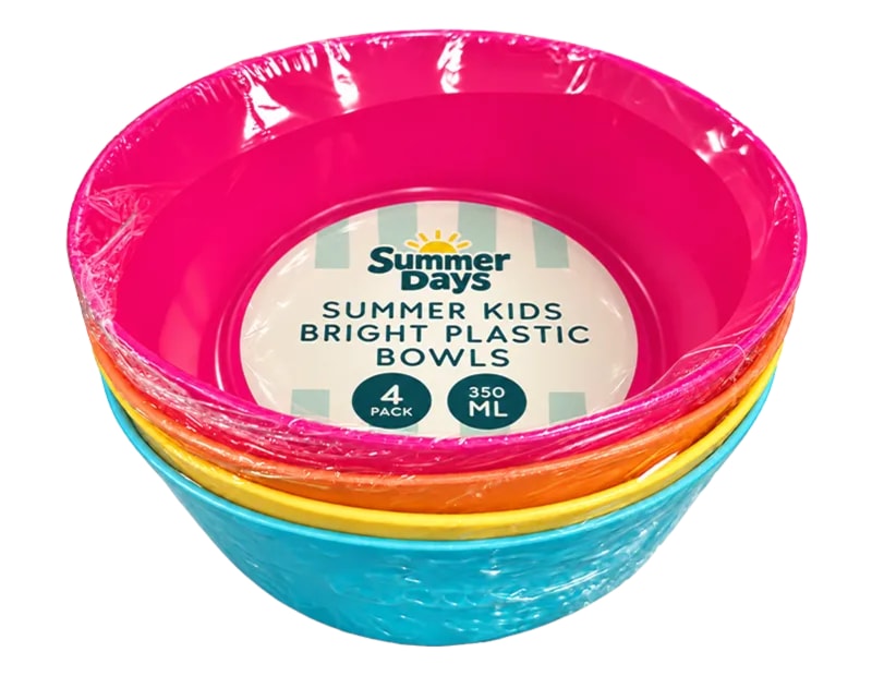 Wholesale Summer Kids Bright Plastic Bowls 350ml 4pk Wholesale Summer Kids Bright Plastic Bowls 350ml 4pk