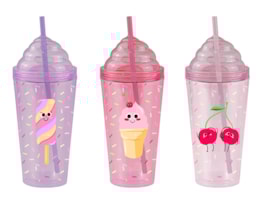 Ice Cream Double Wall Tumbler With Straw Ice Cream Double Wall Tumbler With Straw